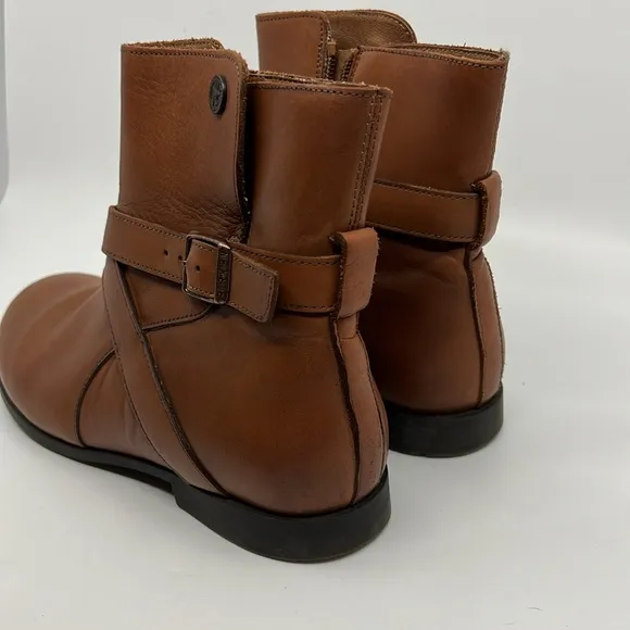 Birkenstock Collins British Tan Leather Ankle Boots Womens Shoes Size 38 US 7