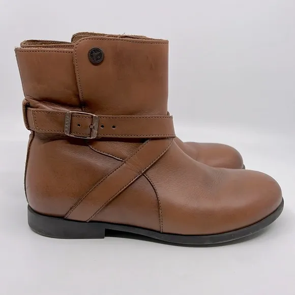 Birkenstock Collins British Tan Leather Ankle Boots Womens Shoes Size 38 US 7