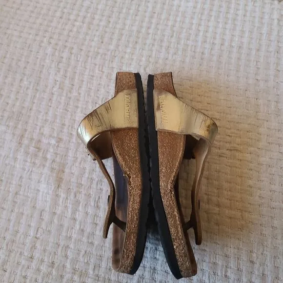 Birkenstock Gizeh Leather Gold Sandals Women's Size 7