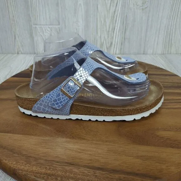 Birkenstock Gizeh Ladies Toe Post Sandals Snake Blue Women’s EU 40 US 10