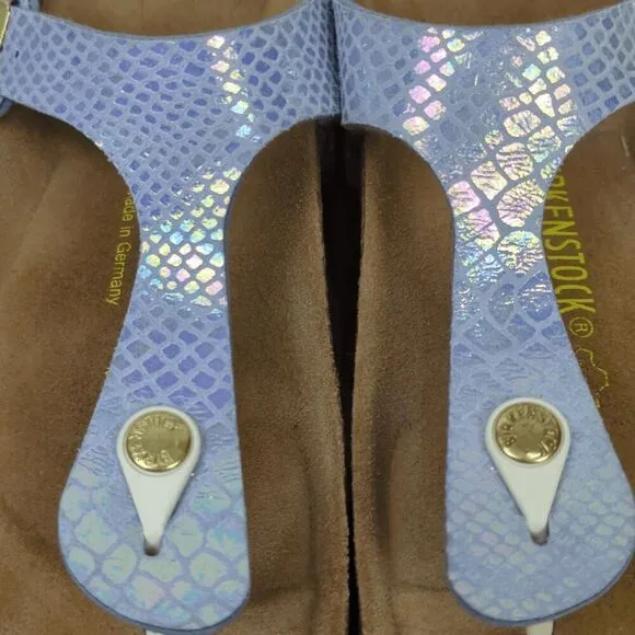 Birkenstock Gizeh Ladies Toe Post Sandals Snake Blue Women’s EU 40 US 10