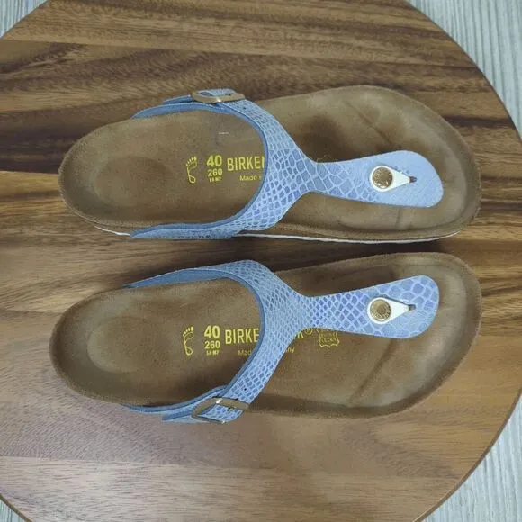 Birkenstock Gizeh Ladies Toe Post Sandals Snake Blue Women’s EU 40 US 10