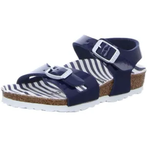 BIRKENSTOCK kids Rio nautical stripes navy Patent BF Marine Sandals