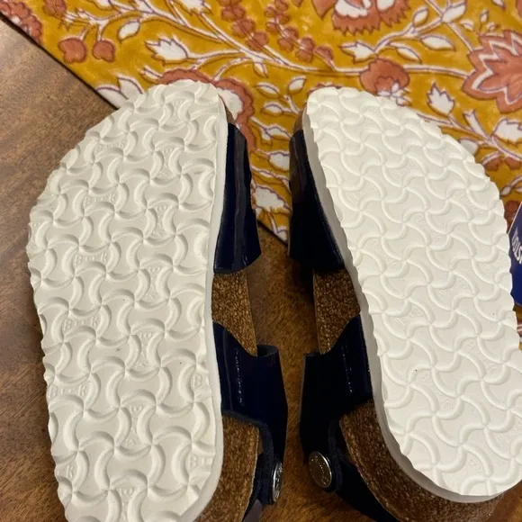 BIRKENSTOCK kids Rio nautical stripes navy Patent BF Marine Sandals