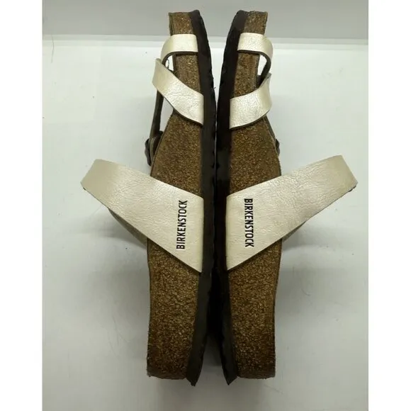 Birkenstock Mayari Pearl Cream Leather Sandals Toe Loop Women's Size EU 38 US 7
