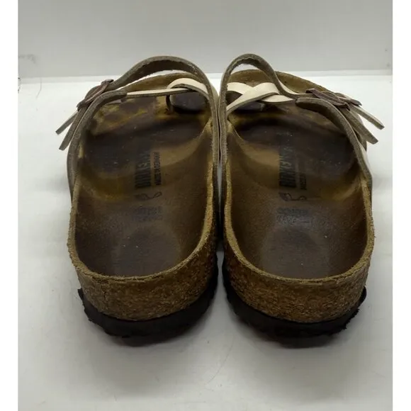 Birkenstock Mayari Pearl Cream Leather Sandals Toe Loop Women's Size EU 38 US 7