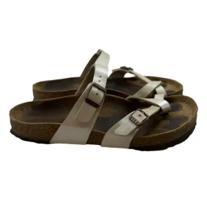 Birkenstock Mayari Pearl Cream Leather Sandals Toe Loop Women's Size EU 38 US 7