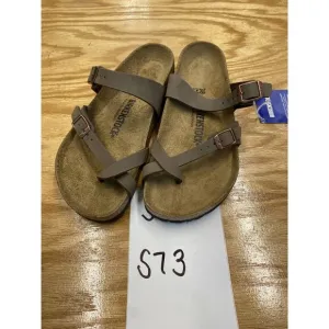 Birkenstock Mayari Thong Sandals Womens 7 Brown Leather Strappy Slip-On Open Toe