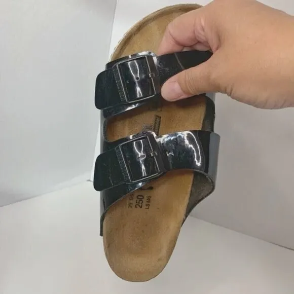Birkenstock Milano Patent Leather Arizona Double Strap Sporty Grip Sandals