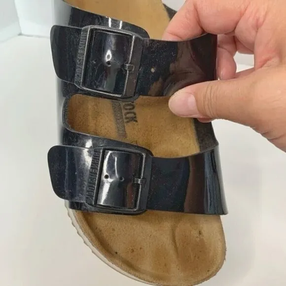 Birkenstock Milano Patent Leather Arizona Double Strap Sporty Grip Sandals