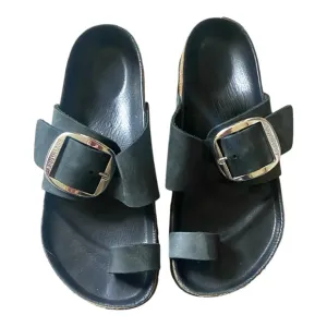 Birkenstock Miramar Big Buckle Toe Ring Sandals Sz 36 Regular Black/Silver