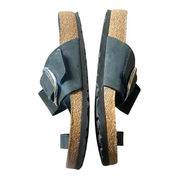 Birkenstock Miramar Big Buckle Toe Ring Sandals Sz 36 Regular Black/Silver
