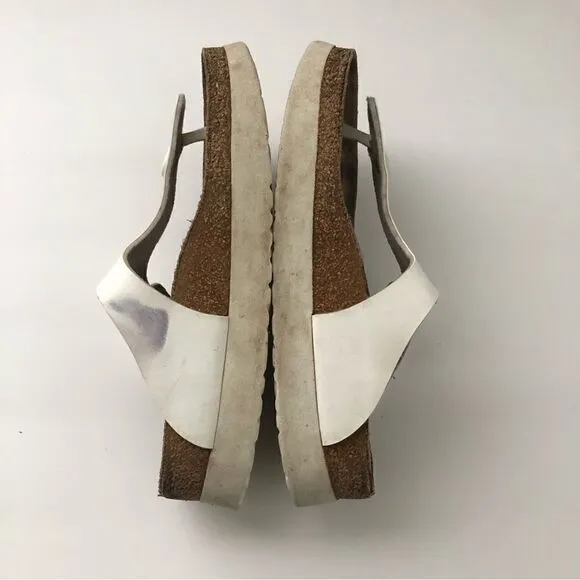 Birkenstock Papillio Gizeh white leather platform sandals size 40 woman’s