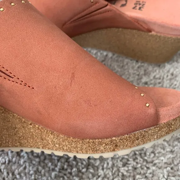 Birkenstock Papillio Namica Rivets Wedge Sandals in Earth Red Nubuck