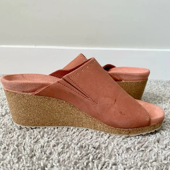 Birkenstock Papillio Namica Rivets Wedge Sandals in Earth Red Nubuck