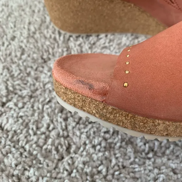 Birkenstock Papillio Namica Rivets Wedge Sandals in Earth Red Nubuck