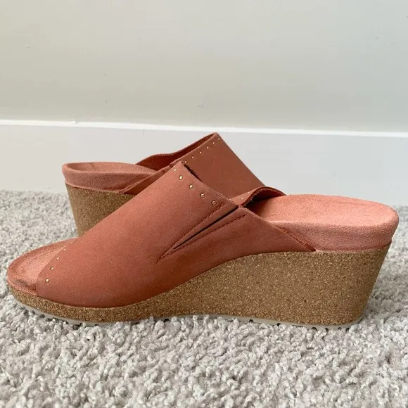 Birkenstock Papillio Namica Rivets Wedge Sandals in Earth Red Nubuck