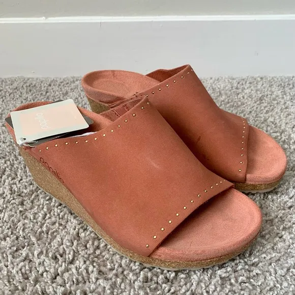 Birkenstock Papillio Namica Rivets Wedge Sandals in Earth Red Nubuck
