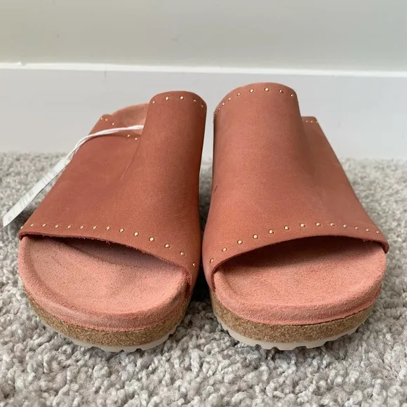 Birkenstock Papillio Namica Rivets Wedge Sandals in Earth Red Nubuck