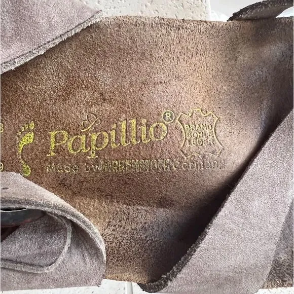 Birkenstock Papillio Women’s Suede Cross Strap Toe Cork Sandals Sz 42 US 11