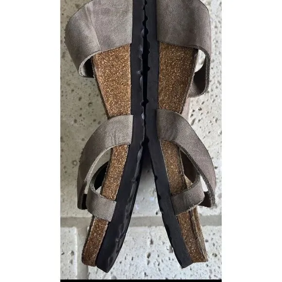 Birkenstock Papillio Women’s Suede Cross Strap Toe Cork Sandals Sz 42 US 11