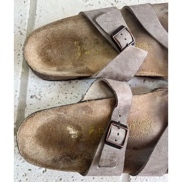 Birkenstock Papillio Women’s Suede Cross Strap Toe Cork Sandals Sz 42 US 11