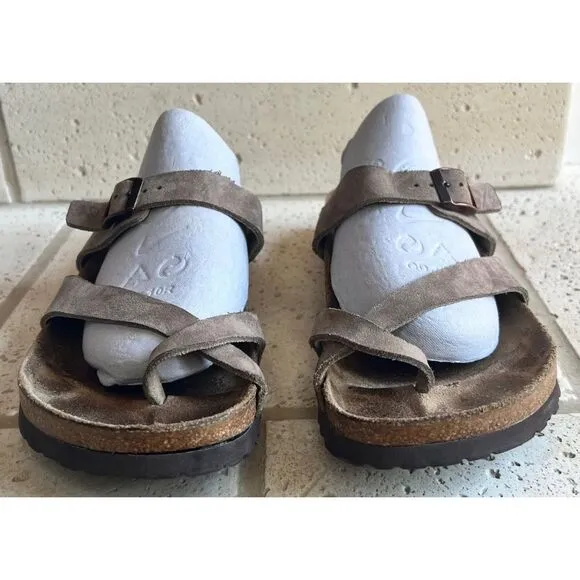 Birkenstock Papillio Women’s Suede Cross Strap Toe Cork Sandals Sz 42 US 11