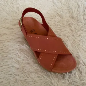 Birkenstock Red Leather Samira Wedge Sandals