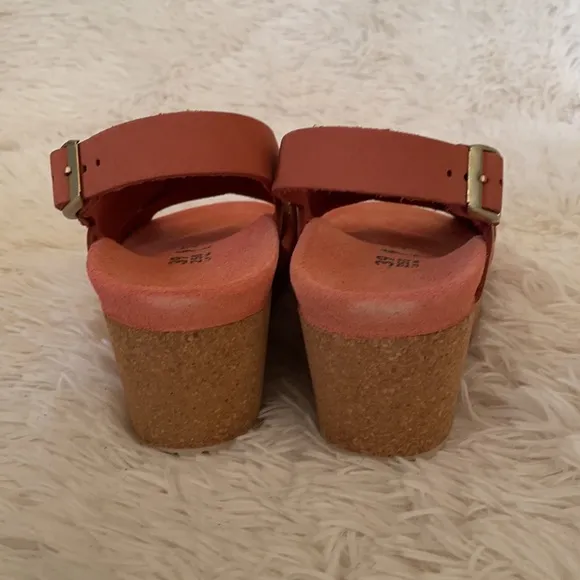 Birkenstock Red Leather Samira Wedge Sandals