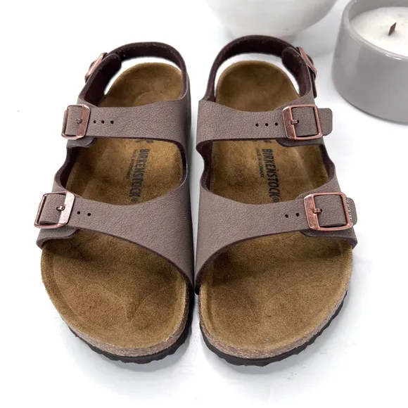 Birkenstock Roma Birko-Flor Sandals Buckle Mocha Birkibuc Kids 3 NWOB Narrow