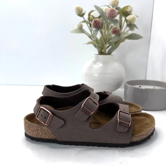 Birkenstock Roma Birko-Flor Sandals Buckle Mocha Birkibuc Kids 3 NWOB Narrow