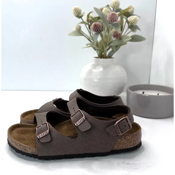 Birkenstock Roma Birko-Flor Sandals Buckle Mocha Birkibuc Kids 3 NWOB Narrow