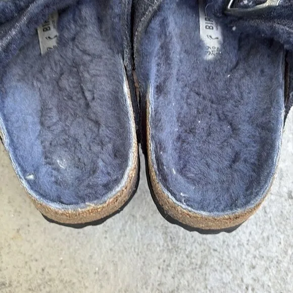 Birkenstock, shearling n suede sandals
