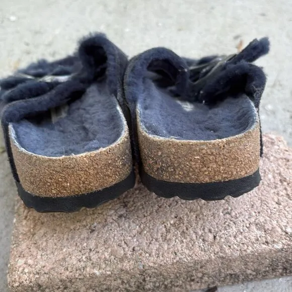 Birkenstock, shearling n suede sandals