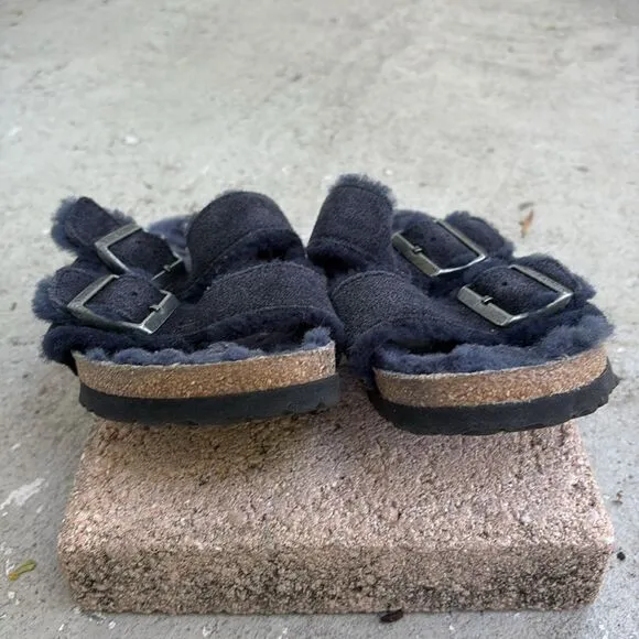 Birkenstock, shearling n suede sandals