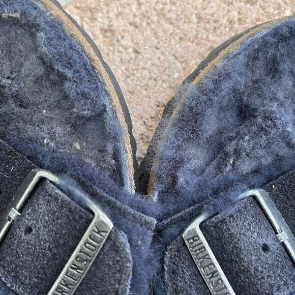 Birkenstock, shearling n suede sandals