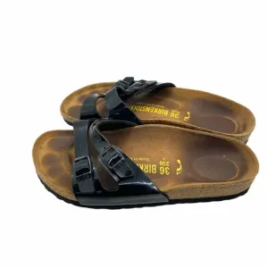 Birkenstock Slide Sandals Black Patent Leather sz 36 US 5.5 Womwn's Narrow