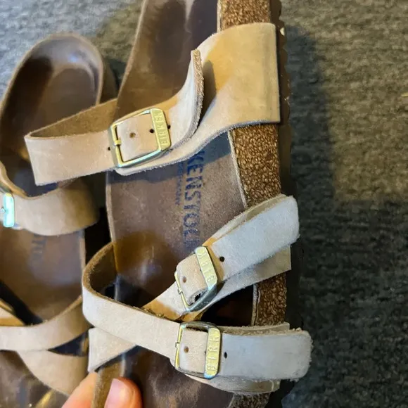 Birkenstock Soft Foot Bed Criss Cross Sandals, size 38