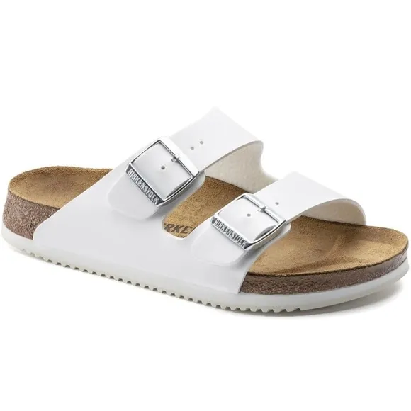 Birkenstock White Leather Open Toe Sandals