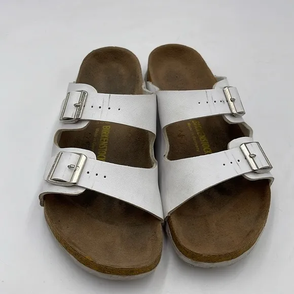 Birkenstock White Leather Open Toe Sandals