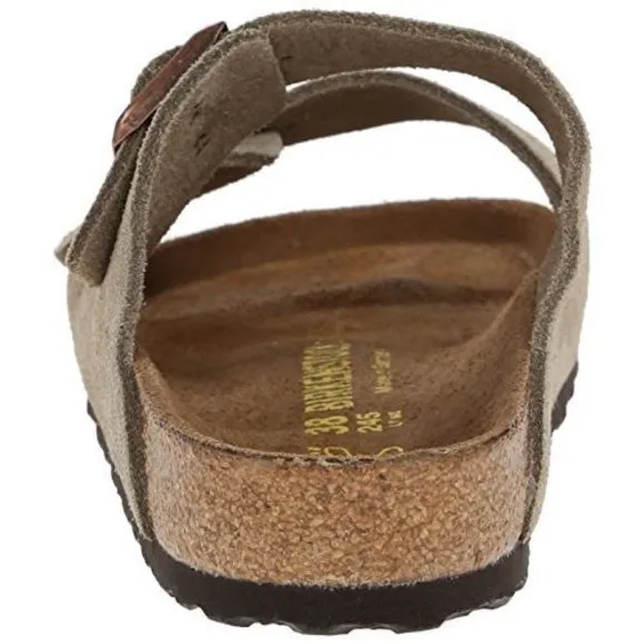 BIRKENSTOCK WOMENS EVA ARIZONA SLIPPERS, TAUPE SUEDE, 6-6.5
