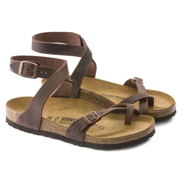 Birkenstock Women’s Yara Sandals – Oiled Leather, Habana Brown, Size 38