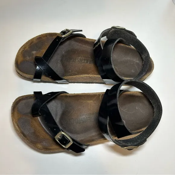Birkenstock Yara Women's 38 (US 7-7.5) Ankle Black Patent Leather Toe Loop