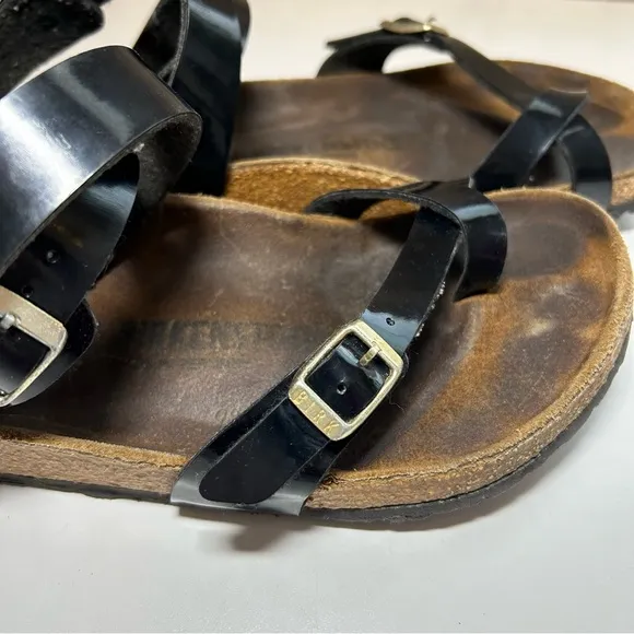 Birkenstock Yara Women's 38 (US 7-7.5) Ankle Black Patent Leather Toe Loop