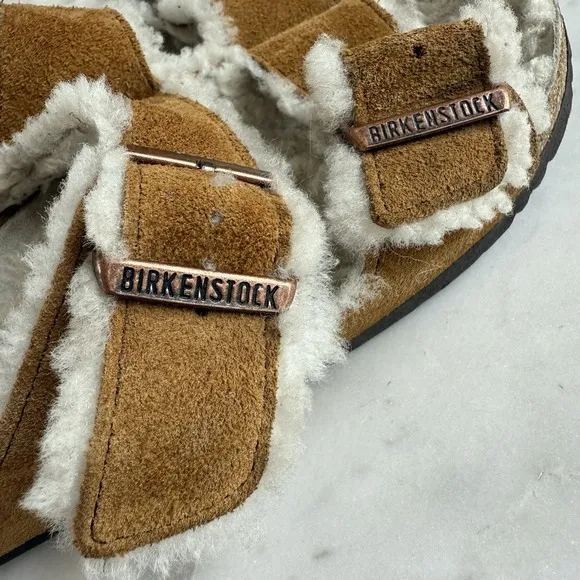 Birkenstocks Arizona Shearling Sandals Women's 9 9.5/ 40 EU Fur Suede Leather