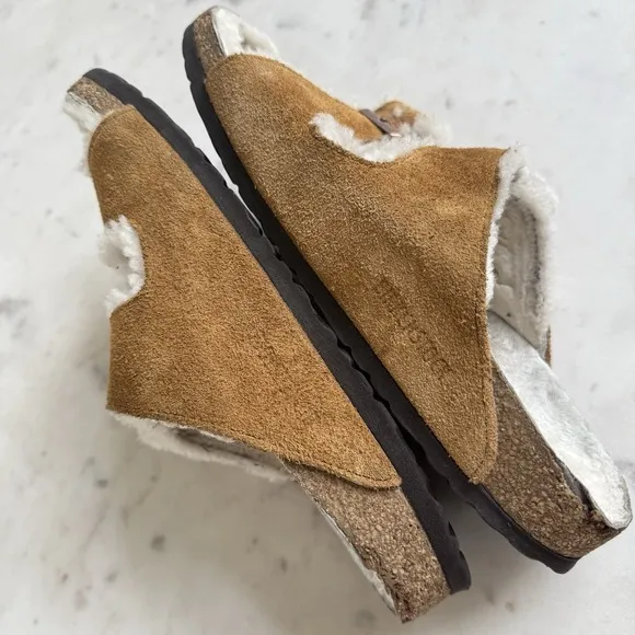 Birkenstocks Arizona Shearling Sandals Women's 9 9.5/ 40 EU Fur Suede Leather