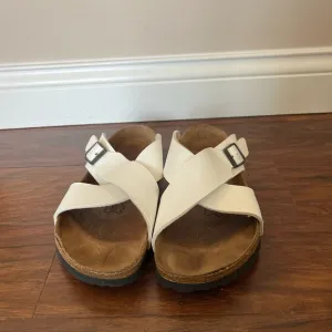 Birkis by Birkenstock White Cross-Strap Sandals-Euro Size 40 US size 9.5-10