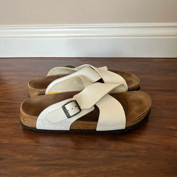 Birkis by Birkenstock White Cross-Strap Sandals-Euro Size 40 US size 9.5-10