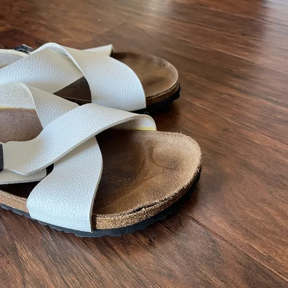 Birkis by Birkenstock White Cross-Strap Sandals-Euro Size 40 US size 9.5-10