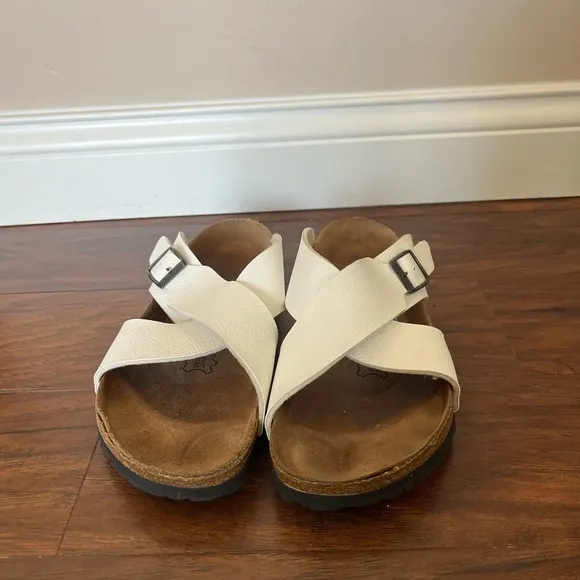 Birkis by Birkenstock White Cross-Strap Sandals-Euro Size 40 US size 9.5-10